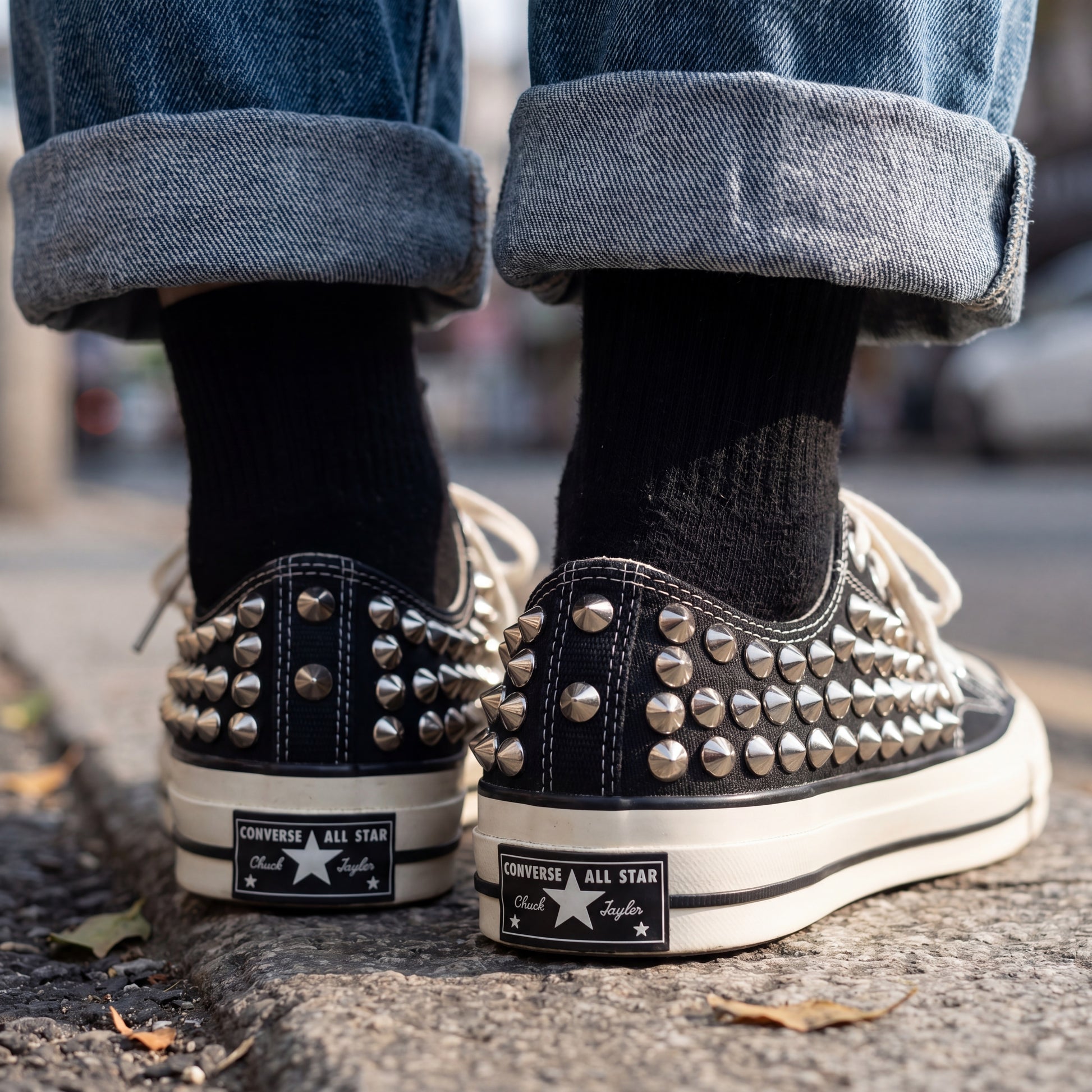Rock inspired studded shoes for men and women casual outfits