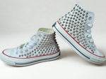 White Converse Studded Sneakers – Handmade Punk Rock Spike High Top Shoes