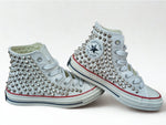 White Converse Studded Sneakers – Handmade Punk Rock Spike High Top Shoes