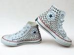 White Converse Studded Sneakers – Handmade Punk Rock Spike High Top Shoes