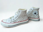 White Converse Studded Sneakers – Handmade Punk Rock Spike High Top Shoes